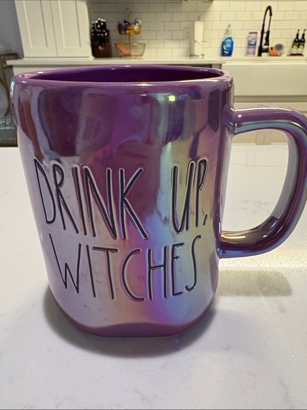 Rae Dunn Iridescent Purple 'Drink Up Witches' Mug - Picture 2 of 5